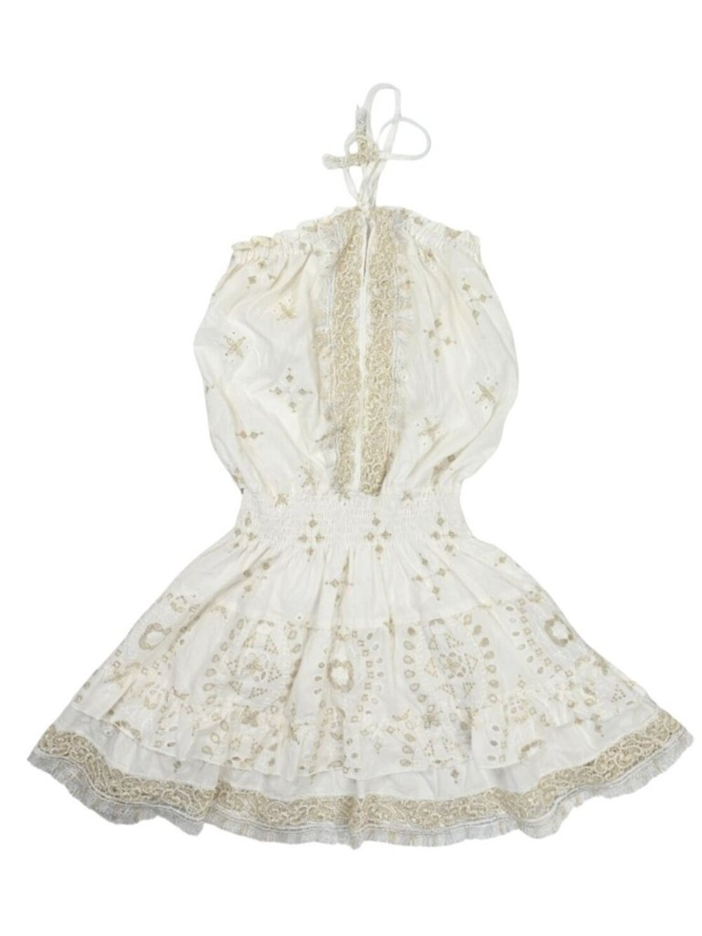 Temptation Positano Cotton Embroidered Halter Mini Dress